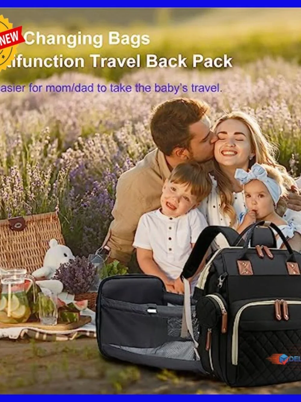 Waterproof Diaper Backpack with Changing Station USB Charging Port